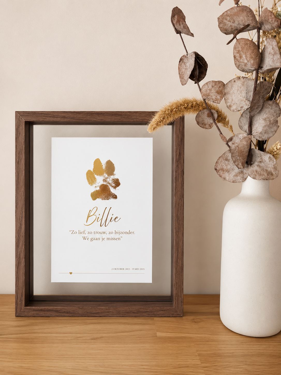 Folieprint - pootafdruk - hond - goud