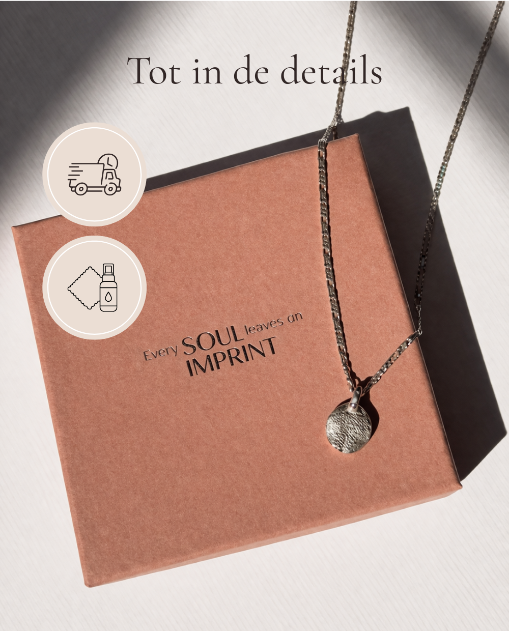 Jouw unieke afdrukjuweel keuze uit een ketting, armbandje of oorbellen - pakket 3