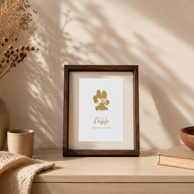 Folieprint van de pootafdruk van je hond Folieprint van de pootafdruk van je hond
